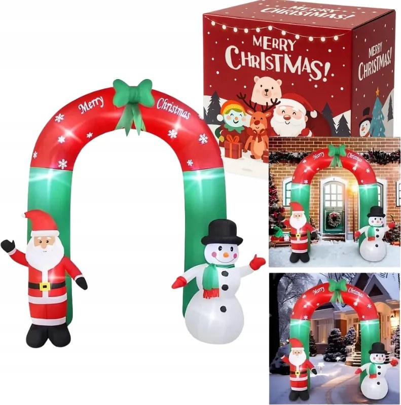 Kapu Felfújható Led Karácsonyi Girland Mikulás Hóember Ív Nagy 250CM