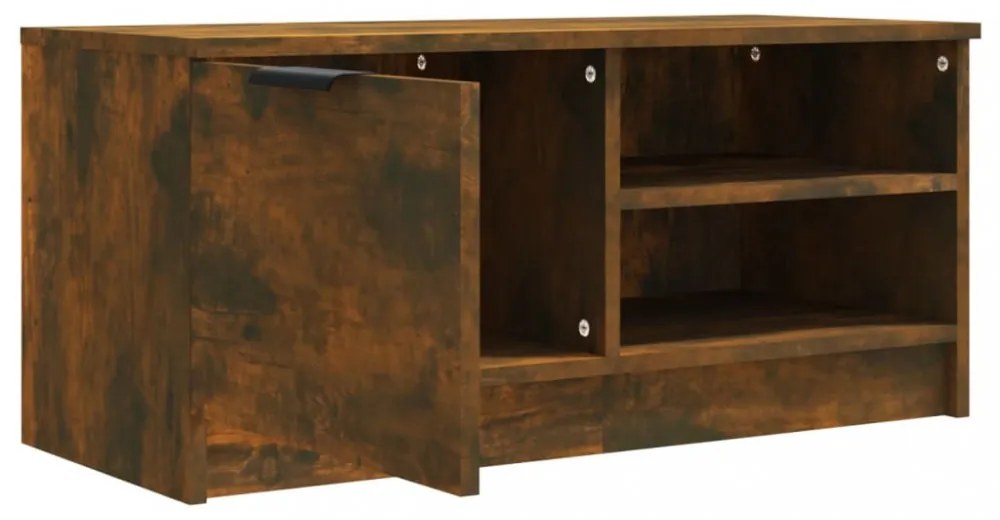 2 db füstös tölgy színű szerelt fa TV-szekrény 80x35x36,5 cm