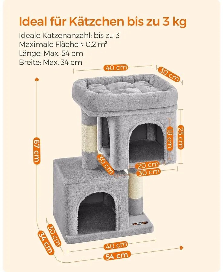 Feandrea kis macskafa, 67 cm magas kaparófa világosszürke színben