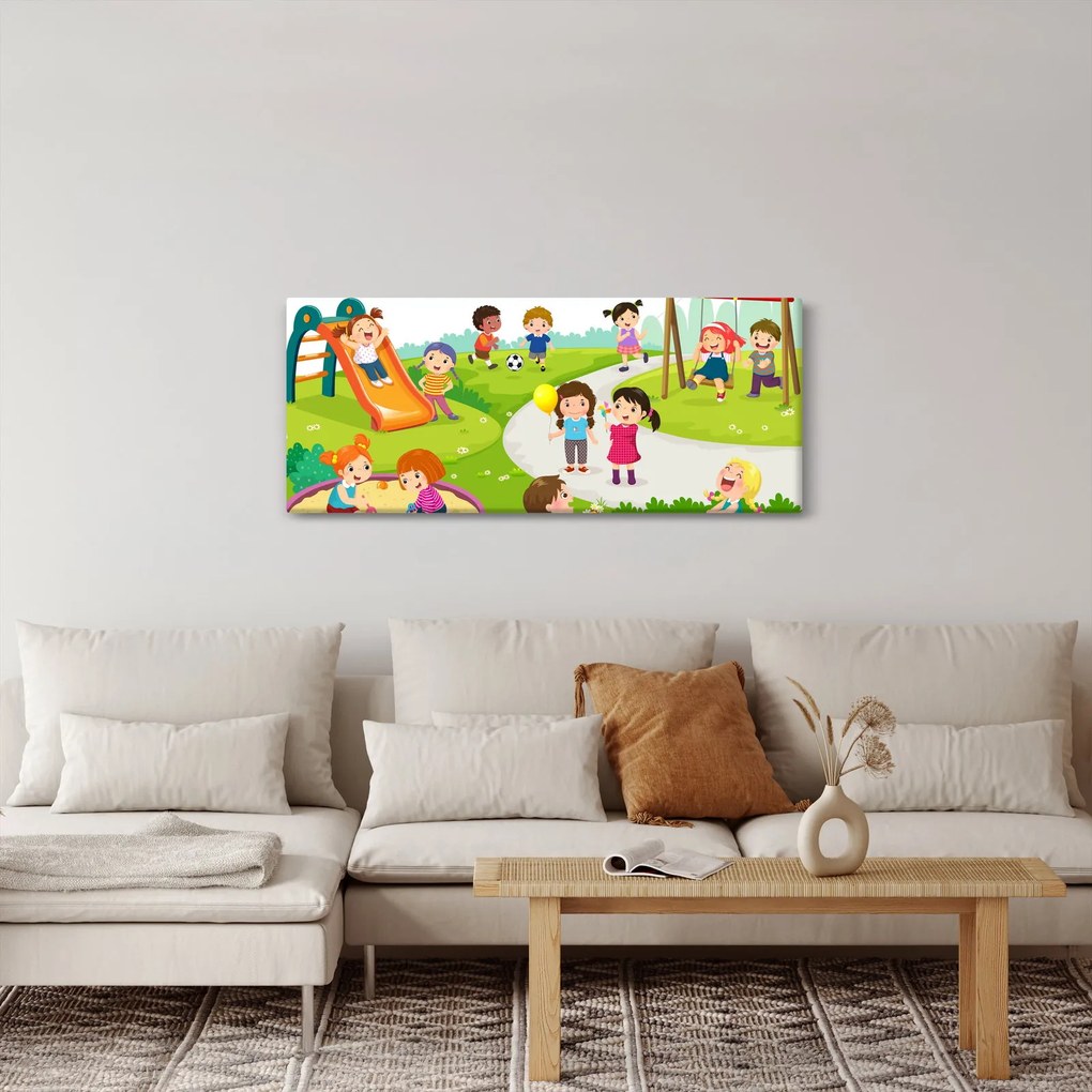 Kép a gyermekek szórakozásáról a homokozóban (120x50 cm)