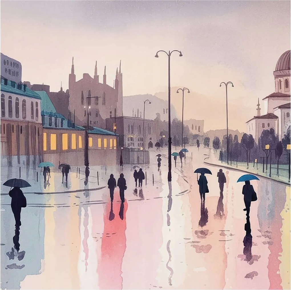 Divatos Flizelin Tapéta Fali Furnér Eső séta 250x250 Ragasztó