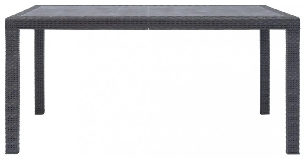 barna rattan hatású műanyag kerti asztal 150 x 90 x 72 cm