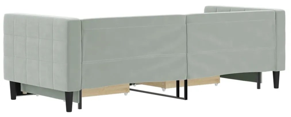 világosszürke kihúzható bársony heverő fiókkal 80 x 200 cm
