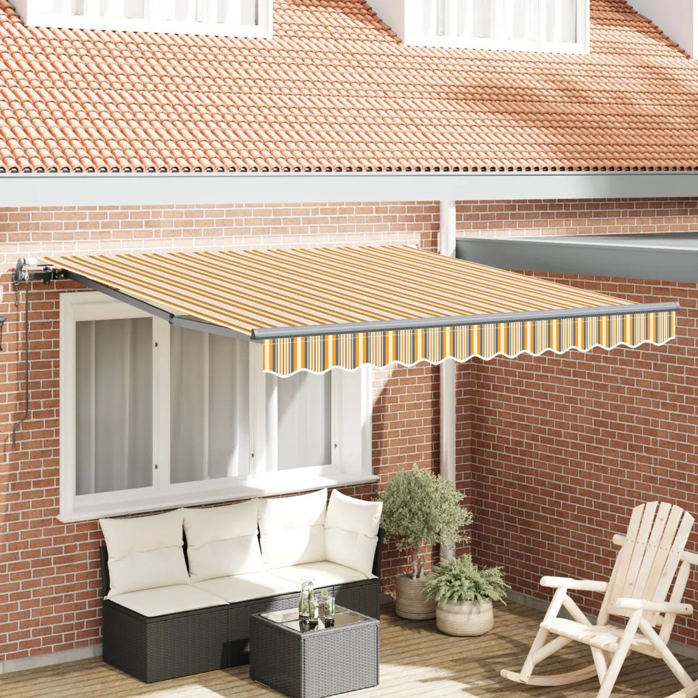 Automatikus Behúzható Napellenző Színes Csíkkal 300x250 cm