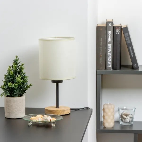 Brilagi - Asztali lámpa NUBILA WOOD 1xE27/25W/230V tölgy/fekete/krémes
