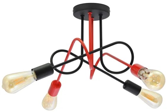 Felületre szerelhető csillár OXFORD 4xE27/15W/230V fekete/piros