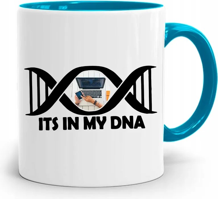 Munkavállalói Bögre Kék Its In My Dna fényképes nyomtatással
