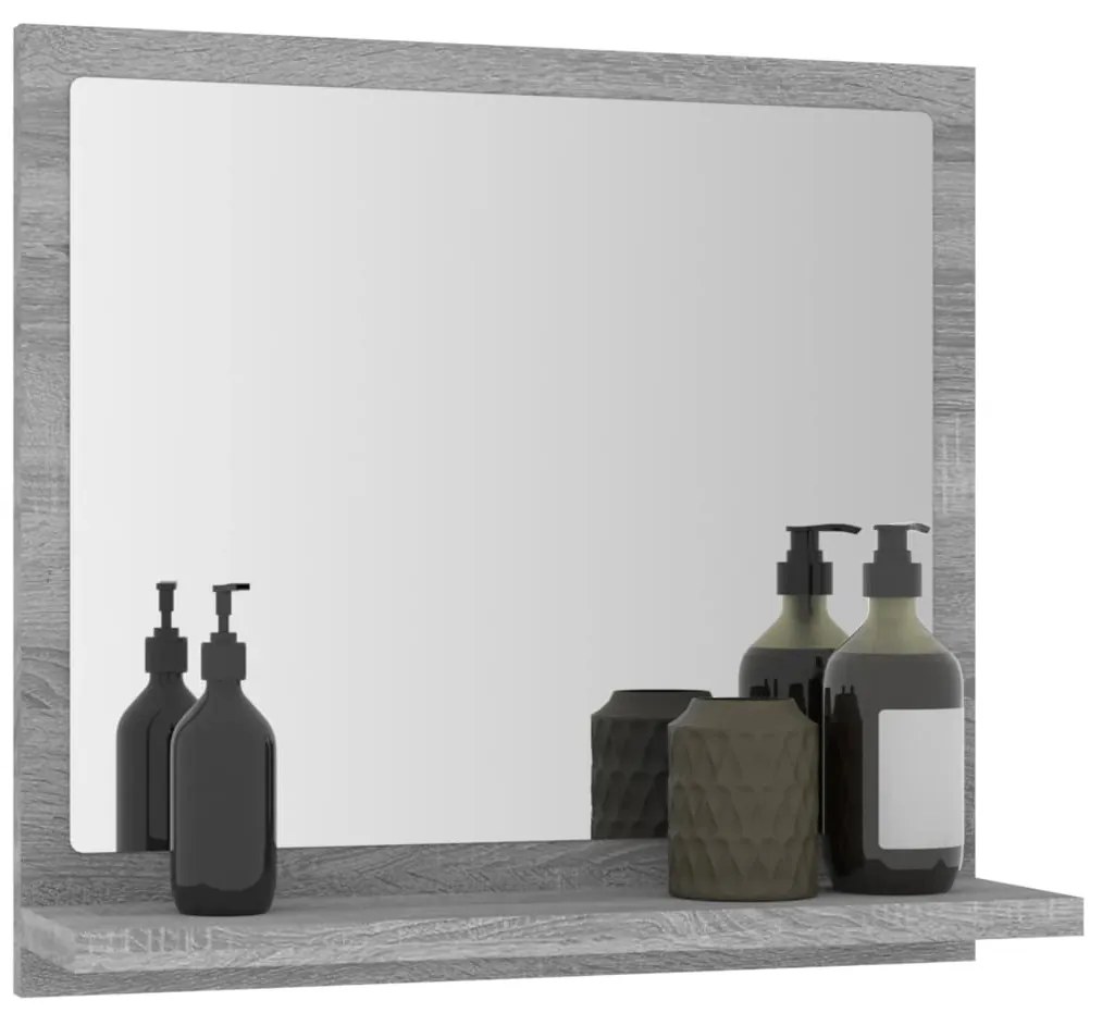 szürke sonoma színű szerelt fa fürdőszobatükör 40x10,5x37 cm