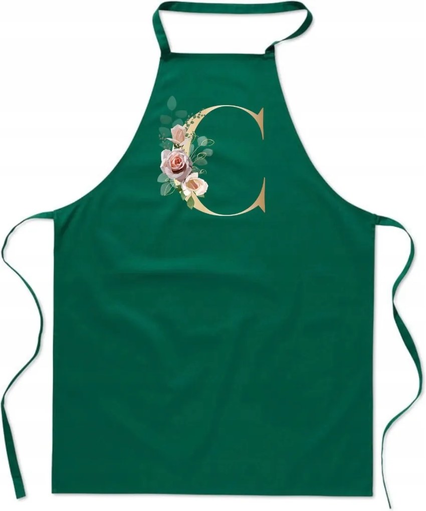 Konyhai Kötény zöld C Betűvel név monogram Boszorkány Celina FA_326_z