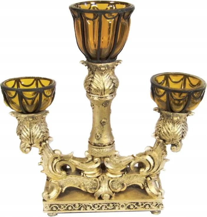 Hármas gyertyatartó arany színben
