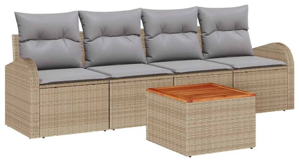Kerti Kanapé Szett 5 pcs bézs és világosszürke