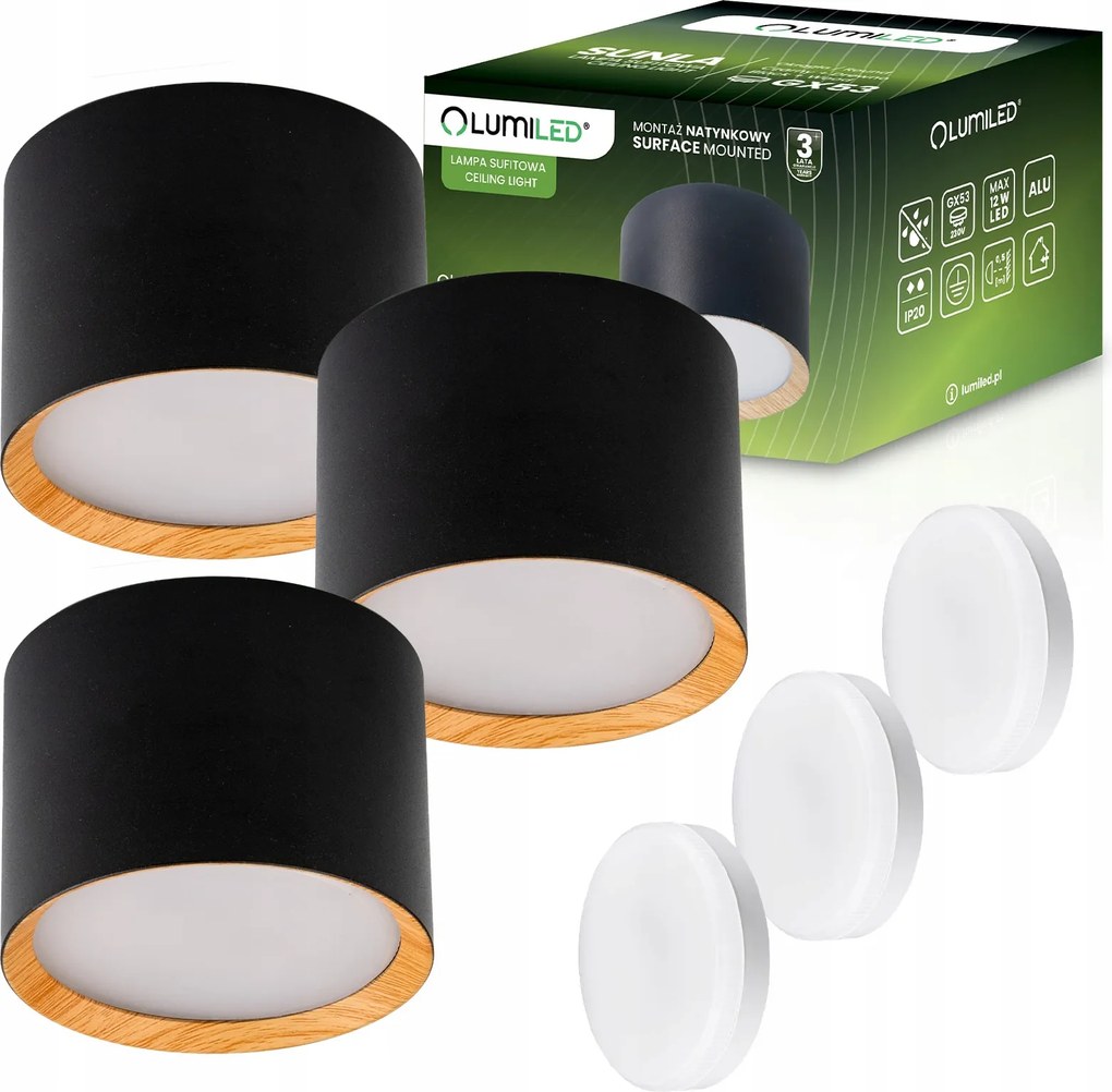 3x Halogén lámpatest Falra szerelhető spot cső Led mennyezeti lámpa 8W GX53 Szett