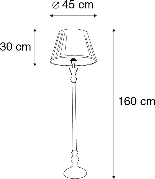 Rusztikus állólámpa szürke fehér redős árnyékolóval - Classico