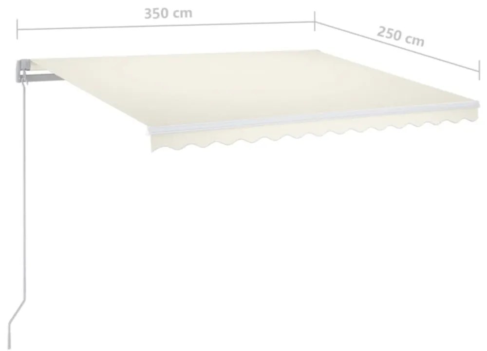 krémszínű kézzel kihúzható LED-es napellenző 350 x 250 cm