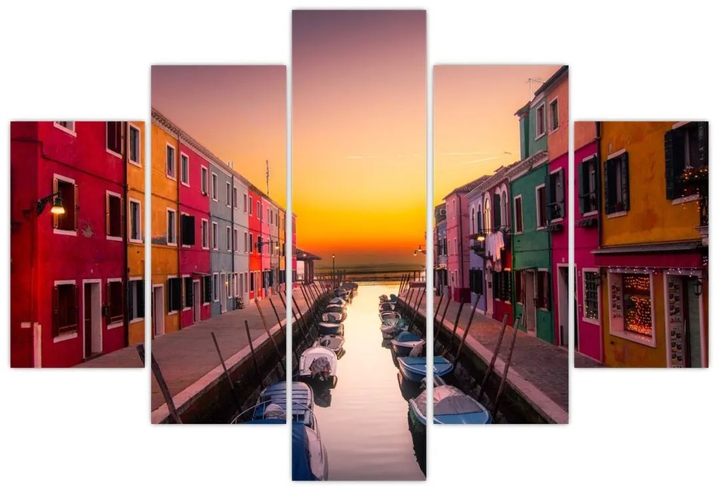 Kép - Naplemente, Burano sziget, Velence, Olaszország (150x105 cm)