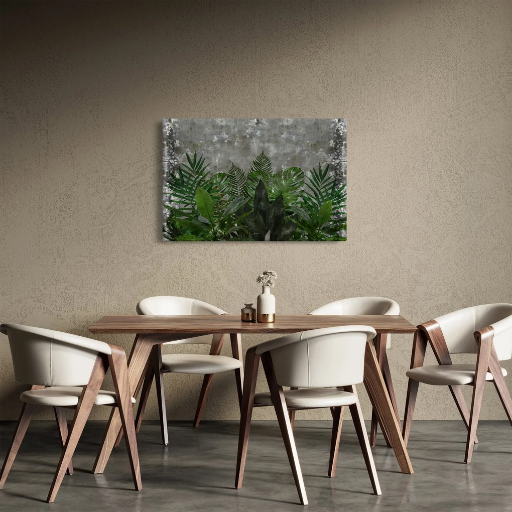 Kép - Betonfal növényekkel (90x60 cm)