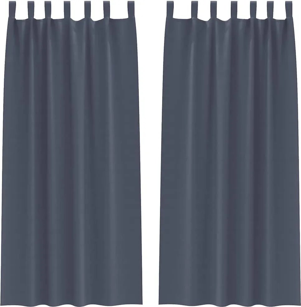 vidaXL Fekete Függöny Gyűrűkkel 2 pcs Antracit 245 x 140 cm Poliészter