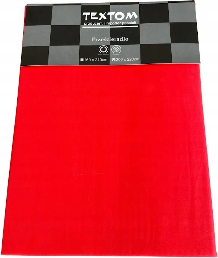 Pamut Lepedő Szatén 100% 200x220CM Világos Piros Gumi Nélkül