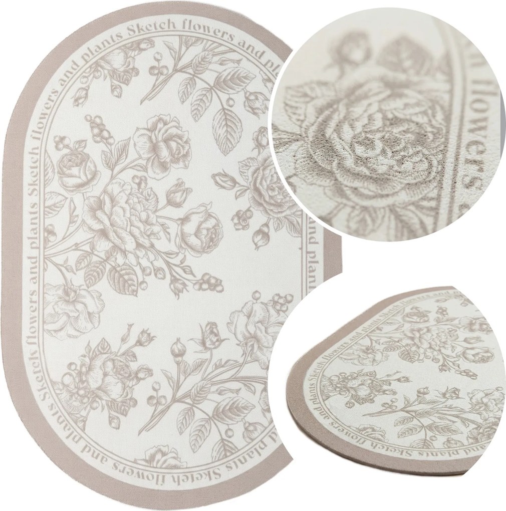 Asztali Dekorációs Alátét 30x45 Retro Bézs Virágok Bloom Light