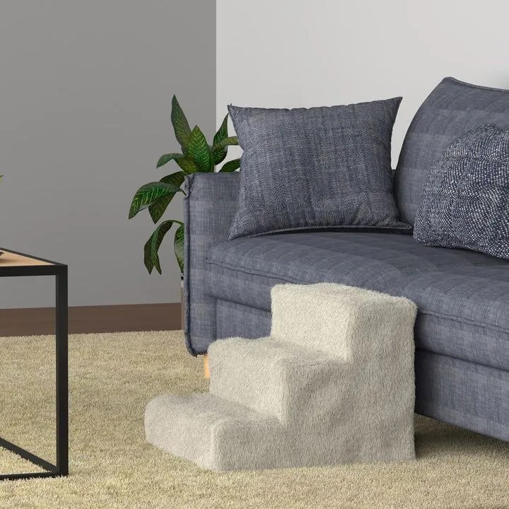 Lépcső kutyáknak és macskáknak 3 lépcsőfok puha bézs