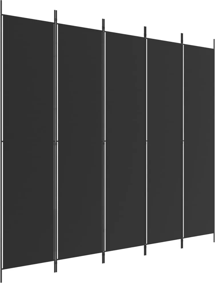 vidaXL 5 paneles fekete szövet térelválasztó 250x220 cm