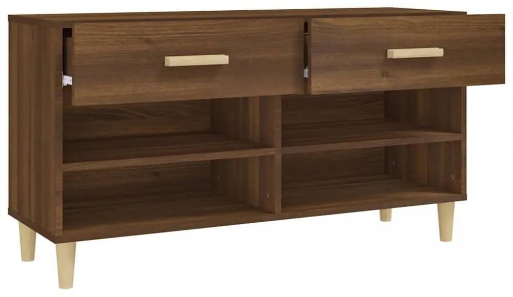 barna tölgyszínű szerelt fa cipősszekrény 102 x 35 x 55 cm