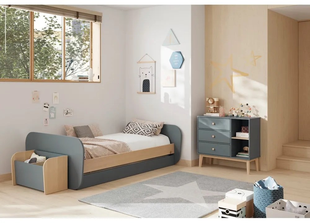 Szürkészöld gyerek könyvespolc 70x42x35 cm Esteban – Marckeric