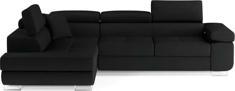 Fekete kinyitható-tárolóhelyes sarokkanapé (bal oldali-L alakú) Anton – ELTAP