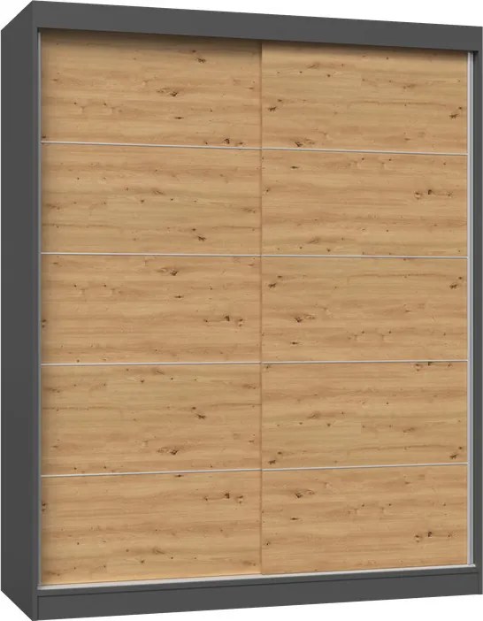 MIX IGA 160 tolóajtós gardróbszekrény, 61x160x200 cm, antracit-tölgy