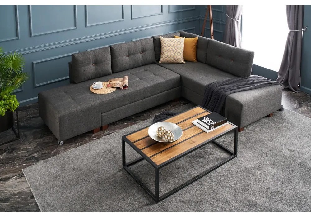 Sötétszürke kinyitható sarokkanapé (jobb oldali) Manama – Balcab Home