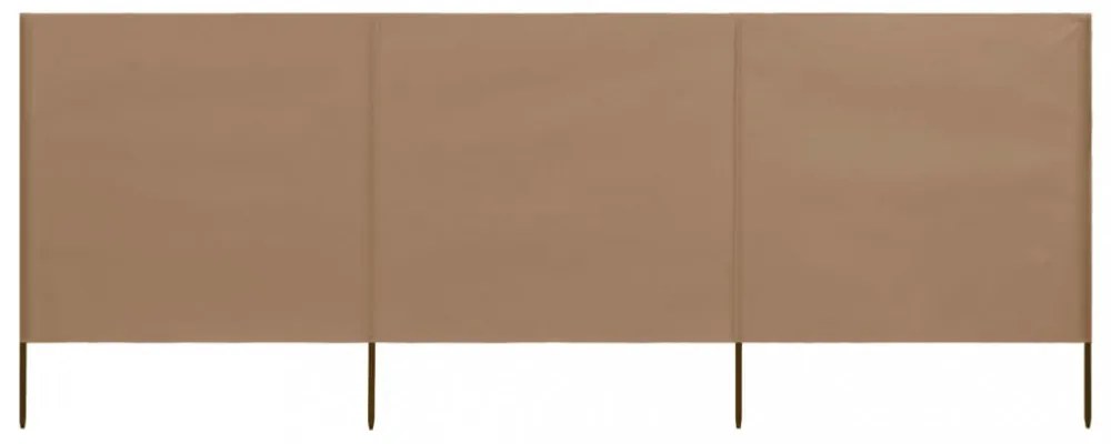 3 paneles tópszínű szövet szélfogó 400 x 80 cm