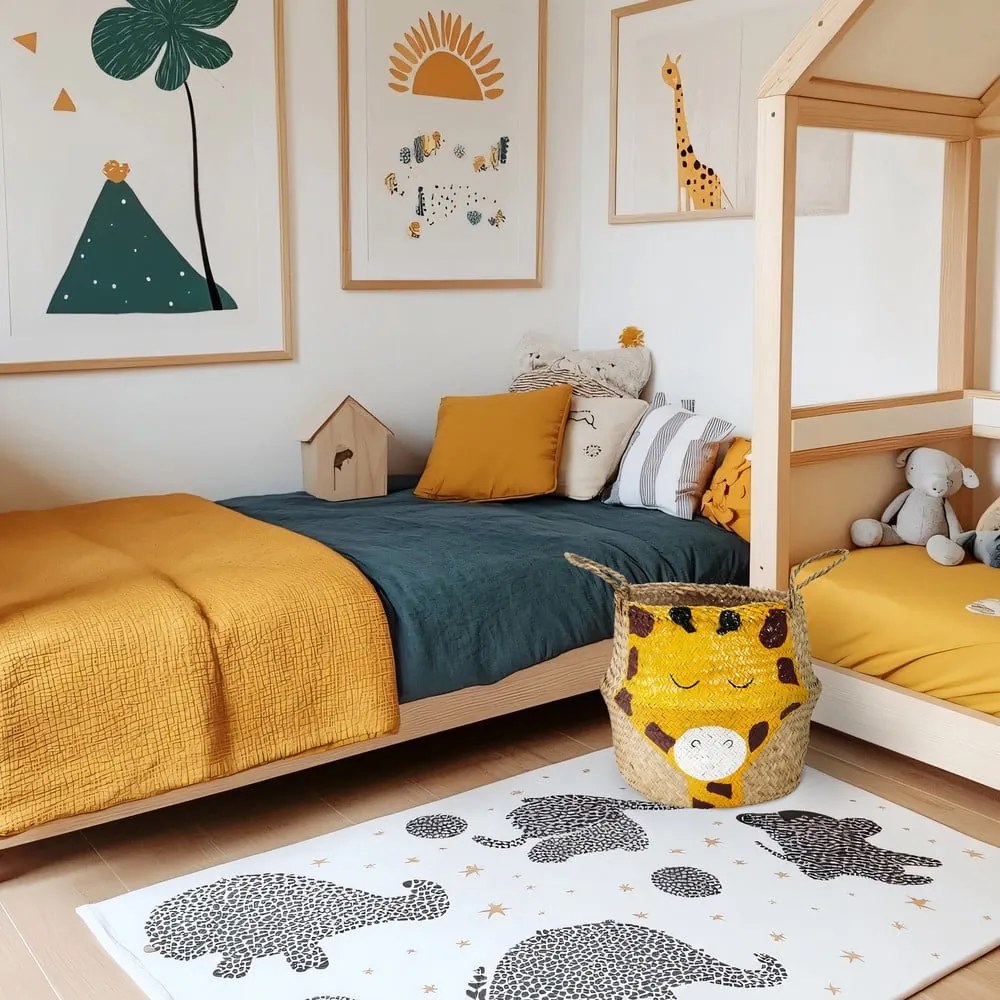 Sárga-natúr színű tengerifű játéktároló kosár ø 30x28 cm Giraffe – Compactor