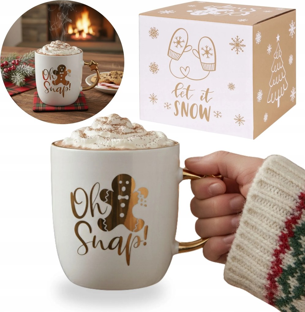 Karácsonyi Bögre SÜTEMÉNY/mézeskalács mintás Ajándékdobozba Csomagolva 360ml