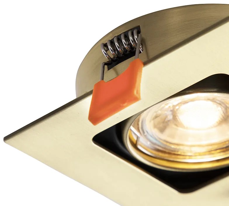 6 darabos szögletes, sárgaréz, állítható süllyesztett spotlámpa készlet - Artemis