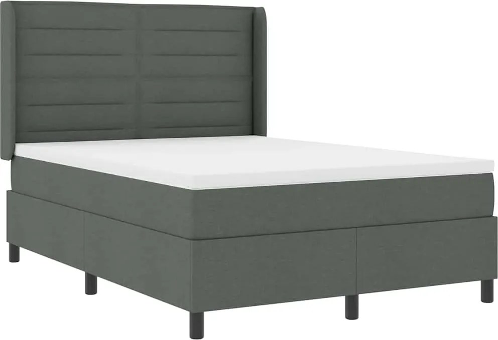 vidaXL LED Box Spring Ágy matracmal Sötétszürke 140 x 190 cm szövet