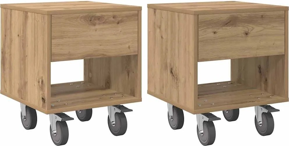 vidaXL Éjjeli asztal 2 pcs Artisan tölgy 40,5 x 40 x 48 cm Faanyag