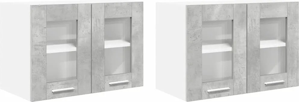 vidaXL Függő szekrény 2 pcs Beton Szürke 60 x 31 x 40 cm Faanyag