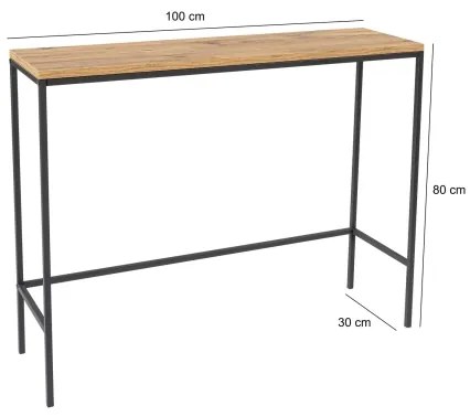 Konzolos asztal CANVAS 80x100 cm fenyő atlantic/fekete