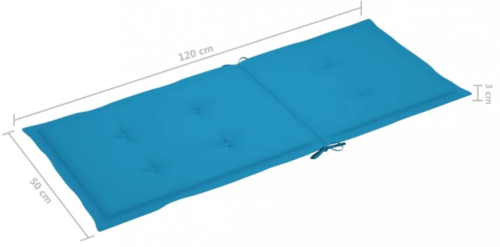 4 db kék szövet kerti magas háttámlájú székpárna 120x50x3 cm