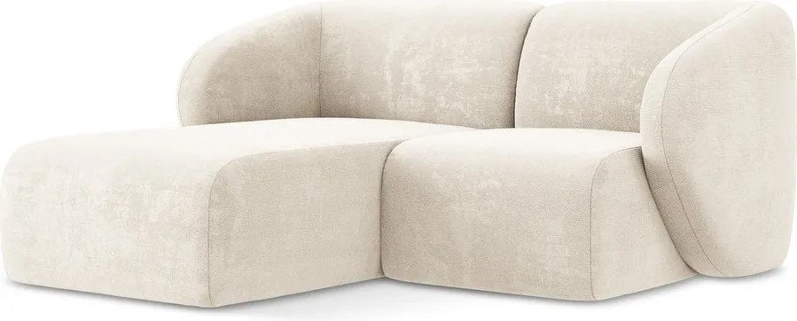 Bézs zsenília sarokkanapé (bal oldali-heverő résszel) Lani – Makamii