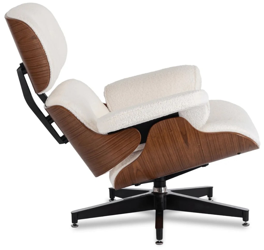 Prémium Forgó Fetel Lábtartóval Fehér Bouclé Szövettel. PALERMO