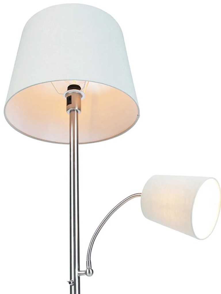 Okos állólámpa acélból szürke árnyékolóval, Wifi A60 és E14 - Retro