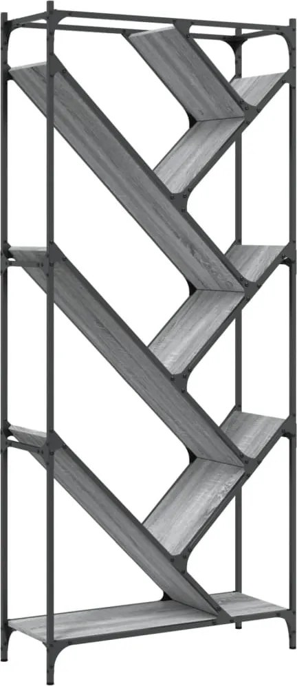 vidaXL szürke sonoma szerelt fa és fém könyvszekrény 79 x 30 x 180 cm