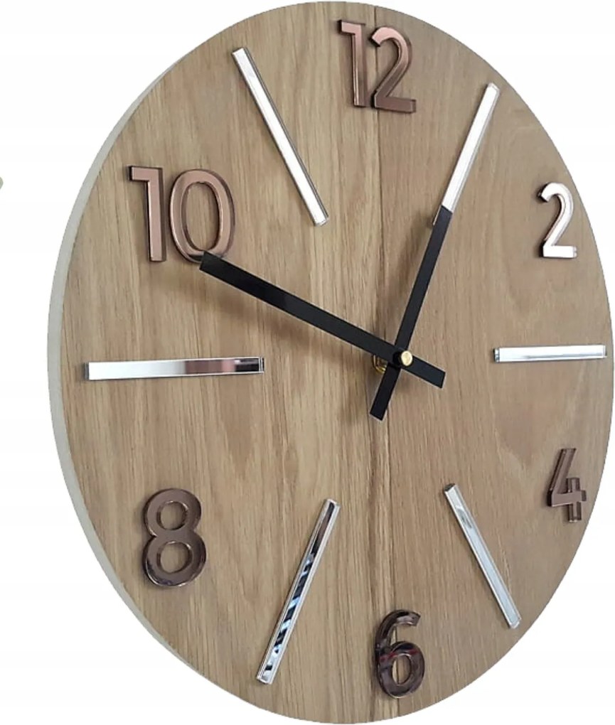 Falióra Fa Tölgy Akril Aksel Wood Brown Mirror Kerek