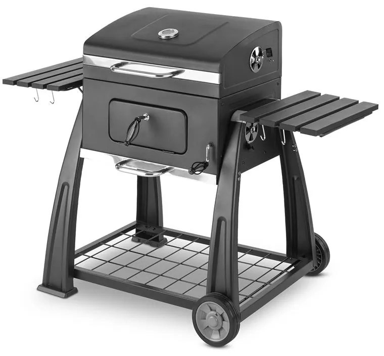 Bigfoot faszenes grillező, füstölő, BBQ grill, 55 x 40 cm, acél, fekete