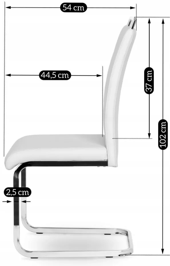 Szánkótalpas Étkezőszék Fehér Eco-bőr Kárpittal. LOCA 2