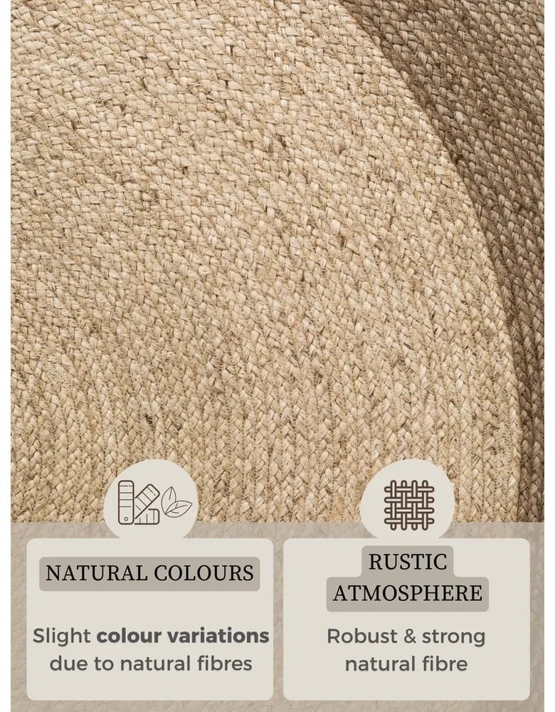 Szürkésbézs kétoldalas kézi szövésű kerek juta szőnyeg ø 100 cm Jutta Greige – Hanse Home