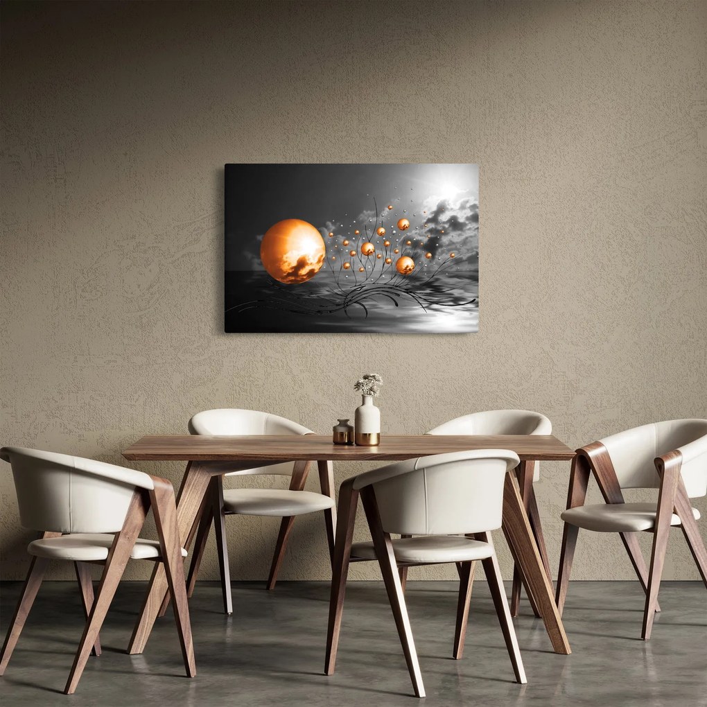 Narancssárga absztrakt gömbök képe (90x60 cm)