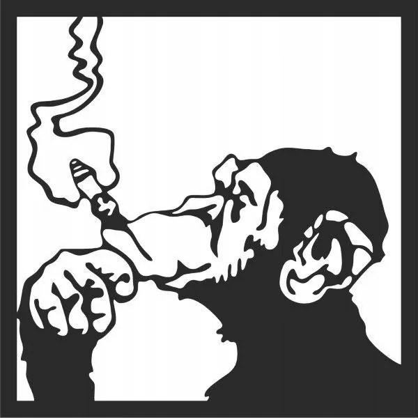 Áttört Kép 3D 40X40 Majom Szivar Fali Dekoráció Otthoni Iroda