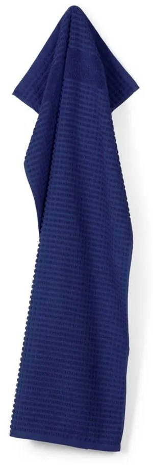 Sötétkék frottír bio pamut törölköző 50x100 cm Check – JUNA